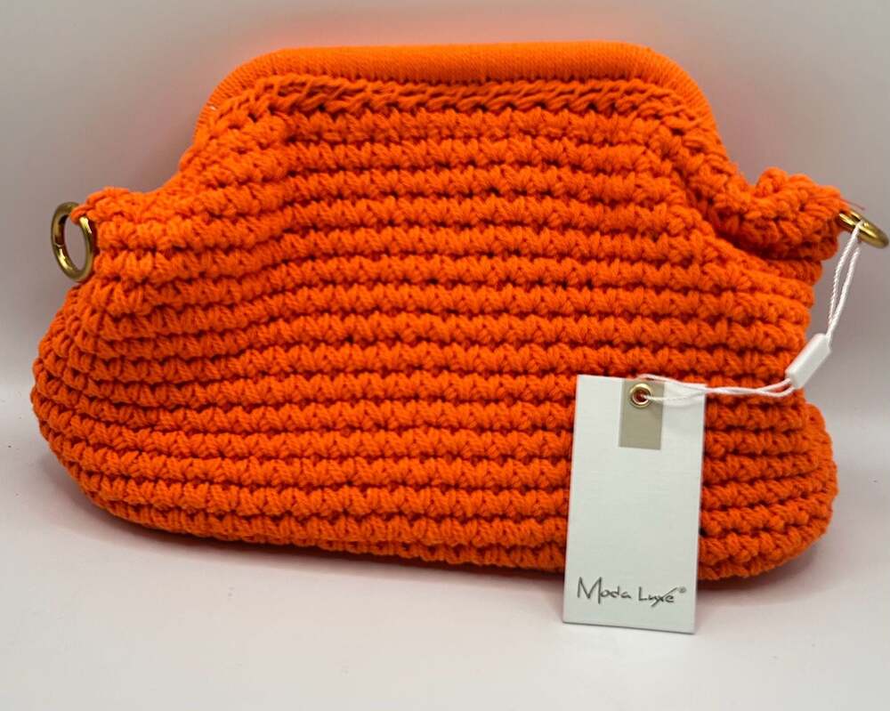 Moda Luxe Christabel Orange Crochet Crossbody Bag